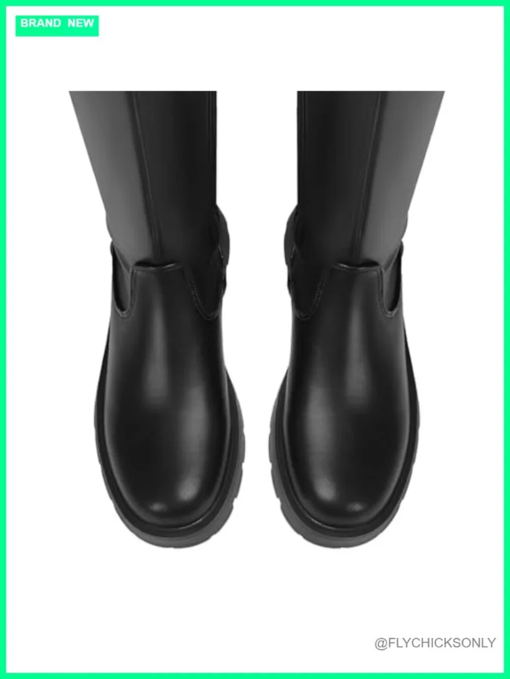 Women's Over The Knee Boots Chunky Heel Slip On Faux Leather Thigh High